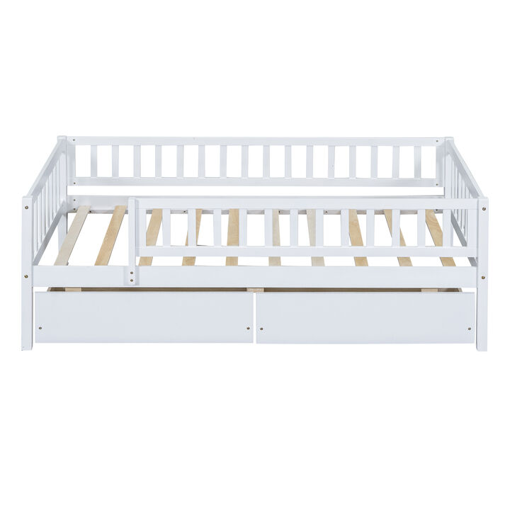 Whisen Twin Size Daybed Wood Bed with Two Drawers