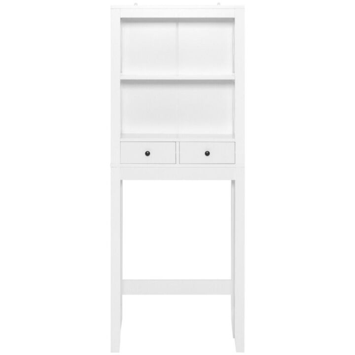 Hivvago Over the Toilet Storage Rack Tall with Drawers Shelves and Adjustable Bottom Bar