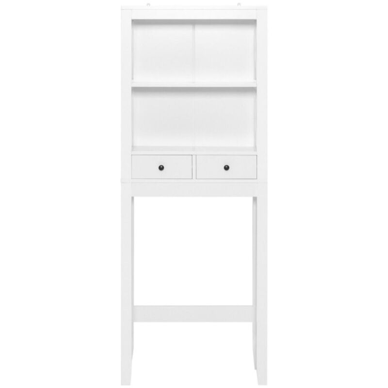 Hivvago Over the Toilet Storage Rack Tall with Drawers Shelves and Adjustable Bottom Bar