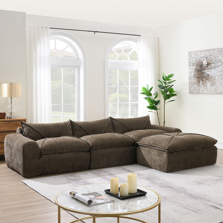 Merax 116" Modular Floor Sofa - High Density Foam, No Assembly, Legless Design, Free Combination