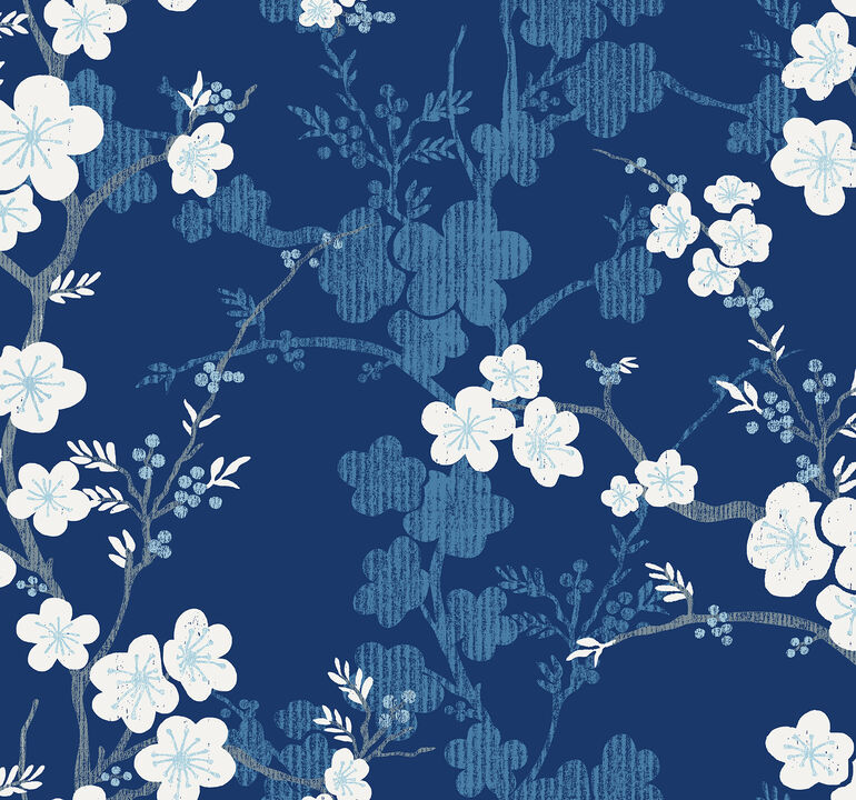 Nicolette Navy Floral Trail Wallpaper