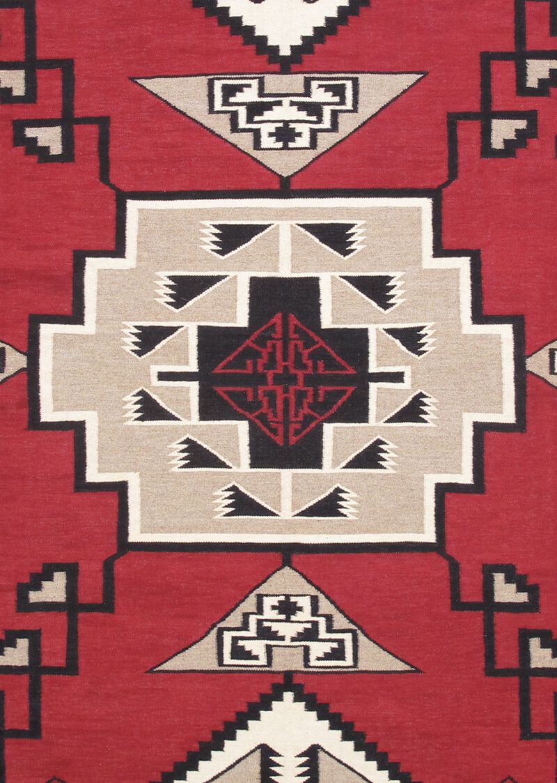 Pasargad Home Tuscany Geometric 100% Wool Red/Black Area Rug- 8' 1'' X 9' 9'' image number 1