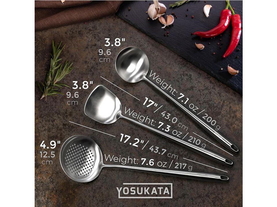 Yosukata 17" Wok Spatula and Ladle Skimmer Spoon