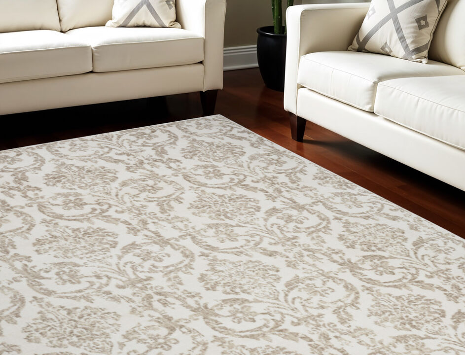 HomeRoots Damask Distressed Non Skid Area Rug