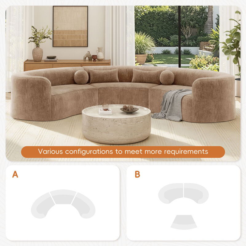 Merax Modular Sectional Sofa with Tool-Free Vacuum Compression, Chenille Fabric image number 5