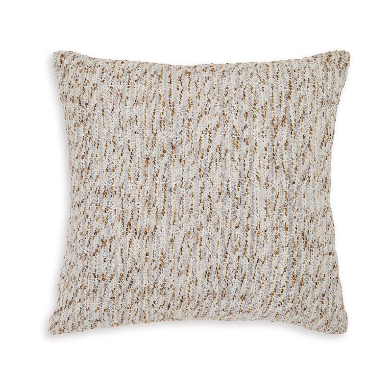 Lora Square Accent Throw Pillow, 20 Inch, Abstract Gold Stripes, Ivory