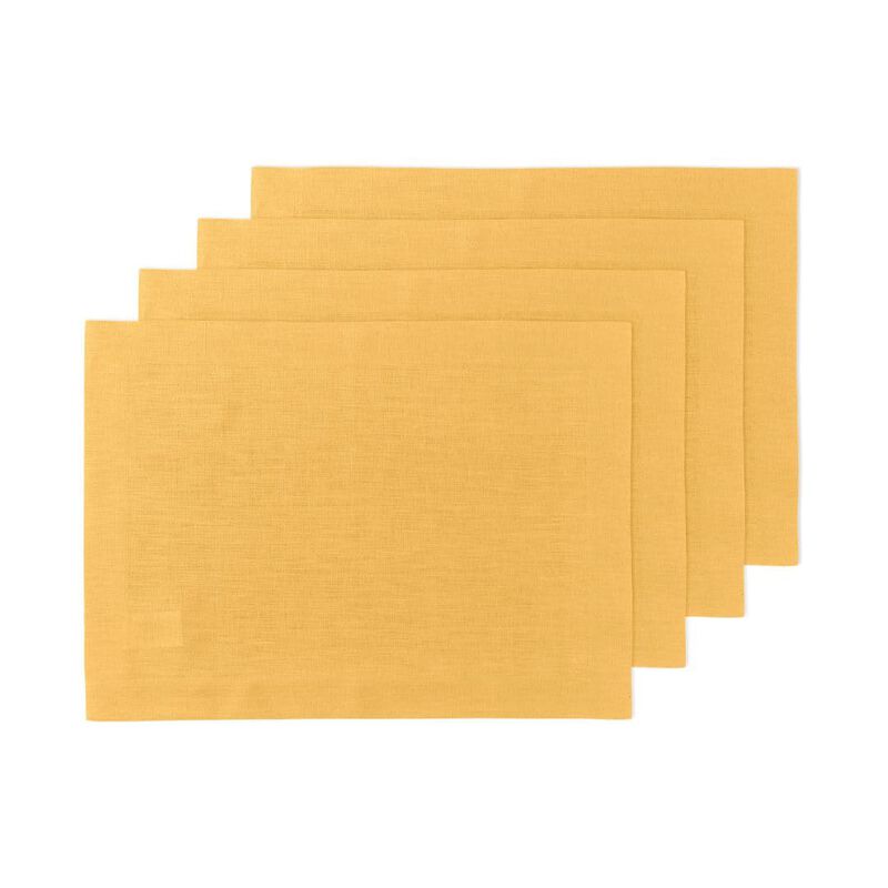 Solino Home Fete 100% Linen Placemats &ndash; Set of 4, 14 x 19 in, Machine Washable, Holiday and Everyday Dining