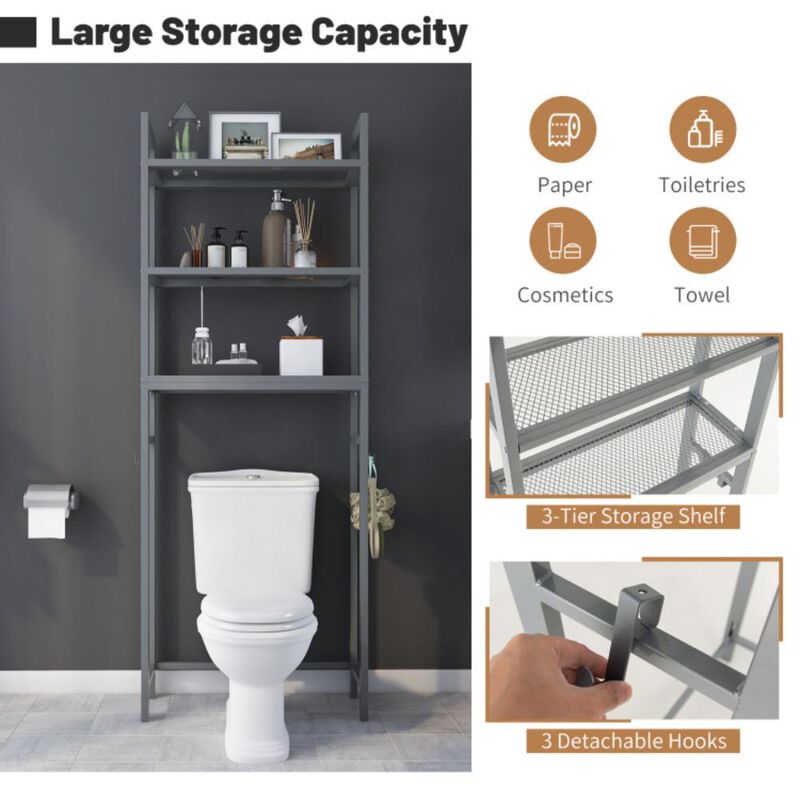 Hivvago Over-The-Toilet Storage Shelf Space Saving Metal Bathroom Organizer Hooks