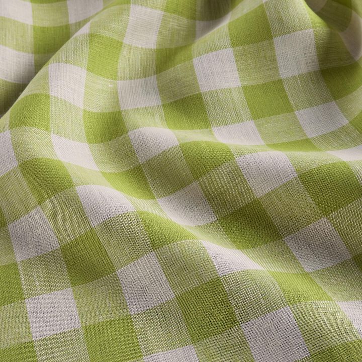 Solino Home 100% Pure Linen Round Tablecloth - Morgan Check