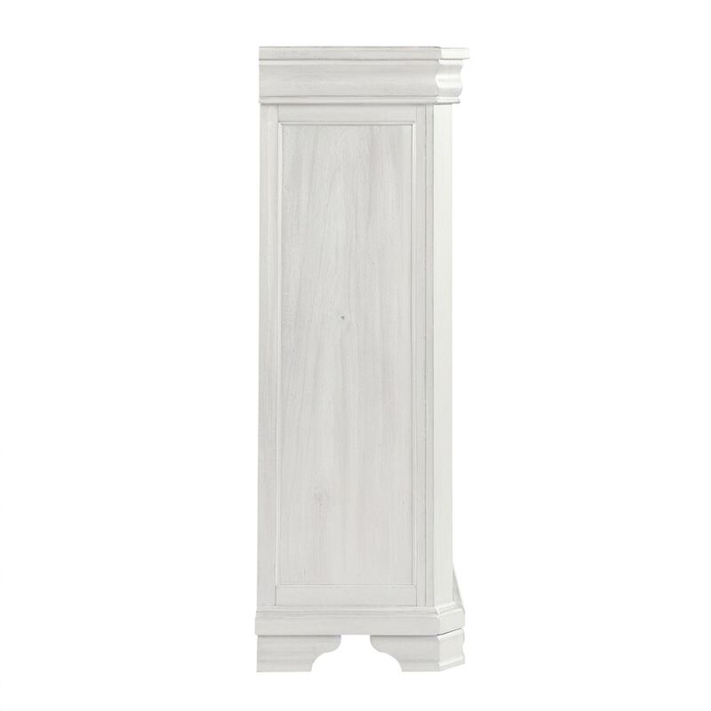 Lynda Tall Dresser Chest, 4 Drawers, Classic White Solid Acacia Wood - Benzara image number 3