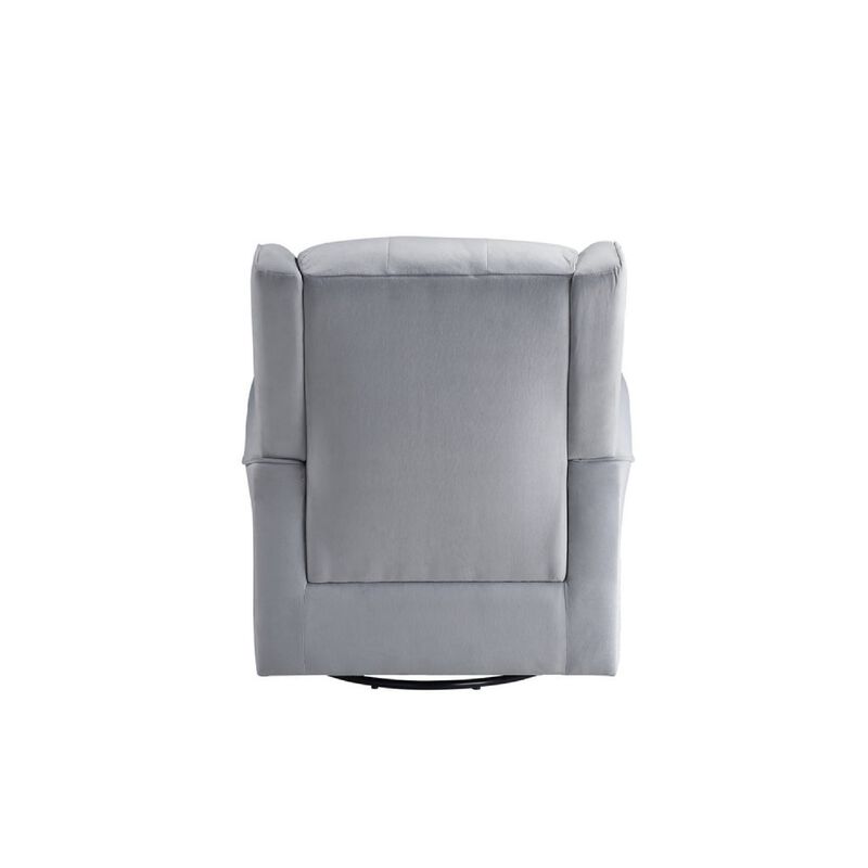 35 Inch Accent Swivel Chair, Glider, Tufted Back, Gray - Benzara