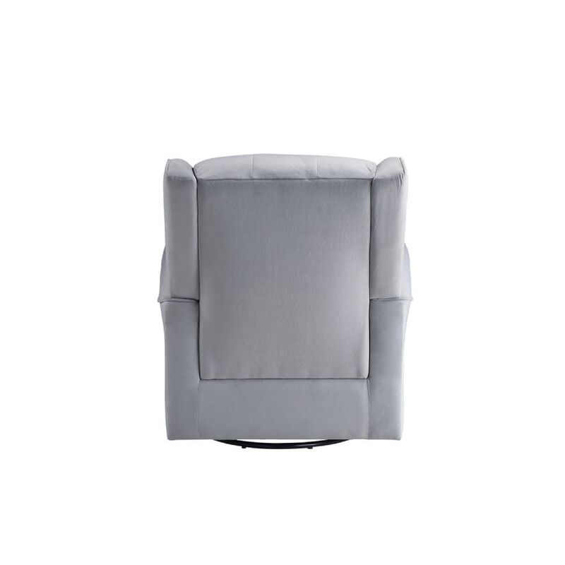 35 Inch Accent Swivel Chair, Glider, Tufted Back, Gray