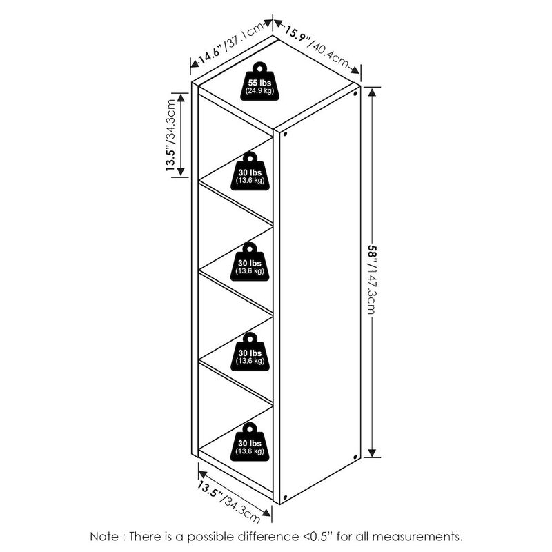 Cubicle Open Back Decorative Verticle Cube Storage Organizer, 4-Cube, Dark Oak