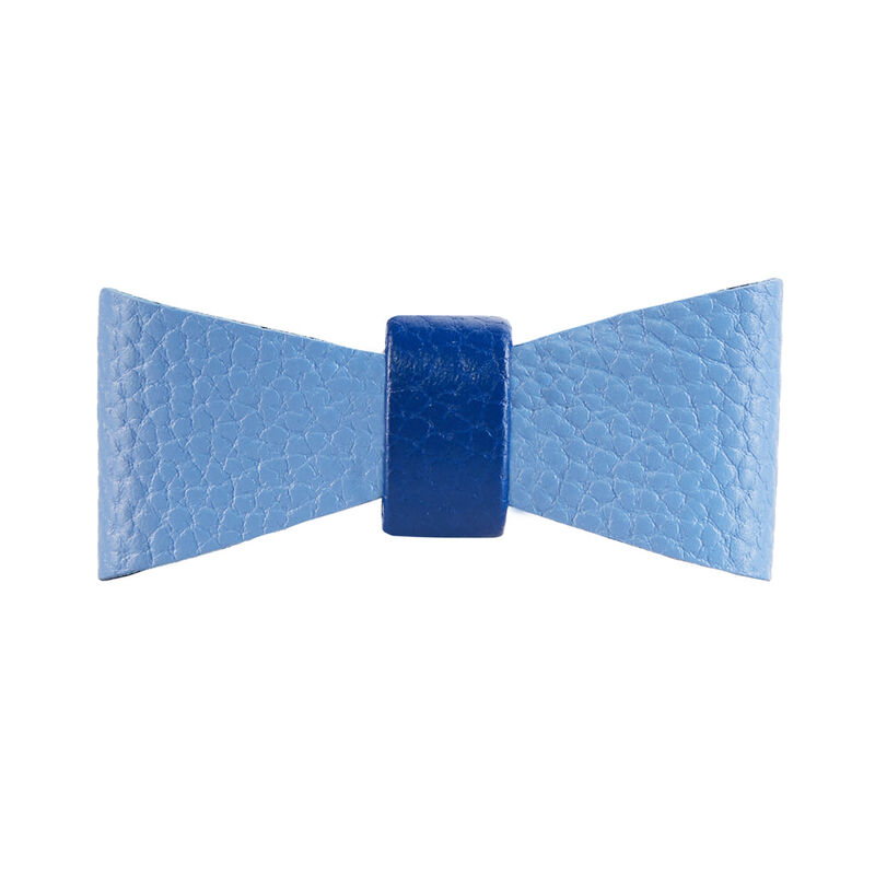 POISEPUP Cute Handmade Genuine Soft Full Grain Leather Dog Bow Tie - Saxe Blue | Baby Blue