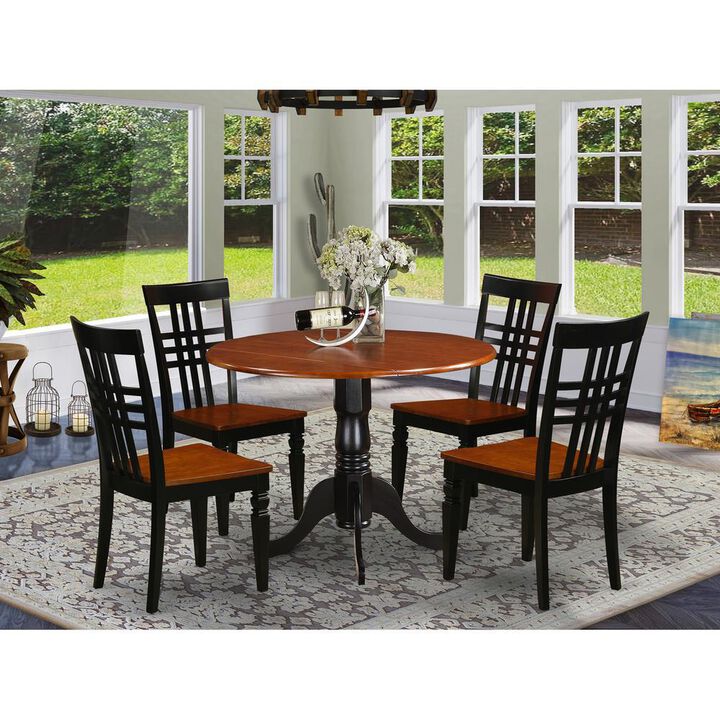 5 PC Dining room set with a Dining Table and 4 Dining Chairs in Black and Cherry