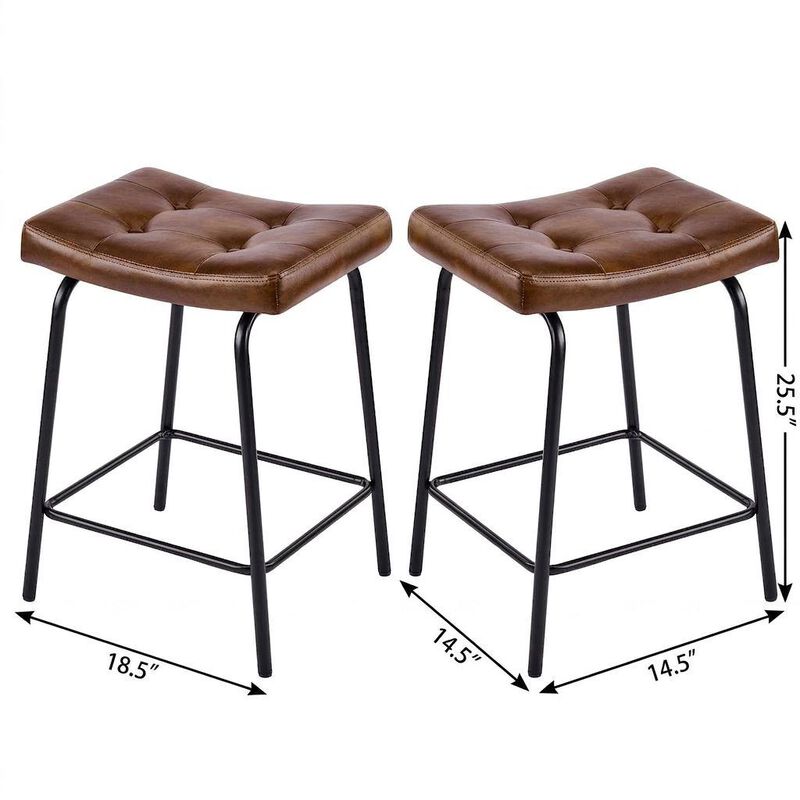 HomeRoots Set of Two Faux Leather and Metal Counter Height Bar Chairs image number 6
