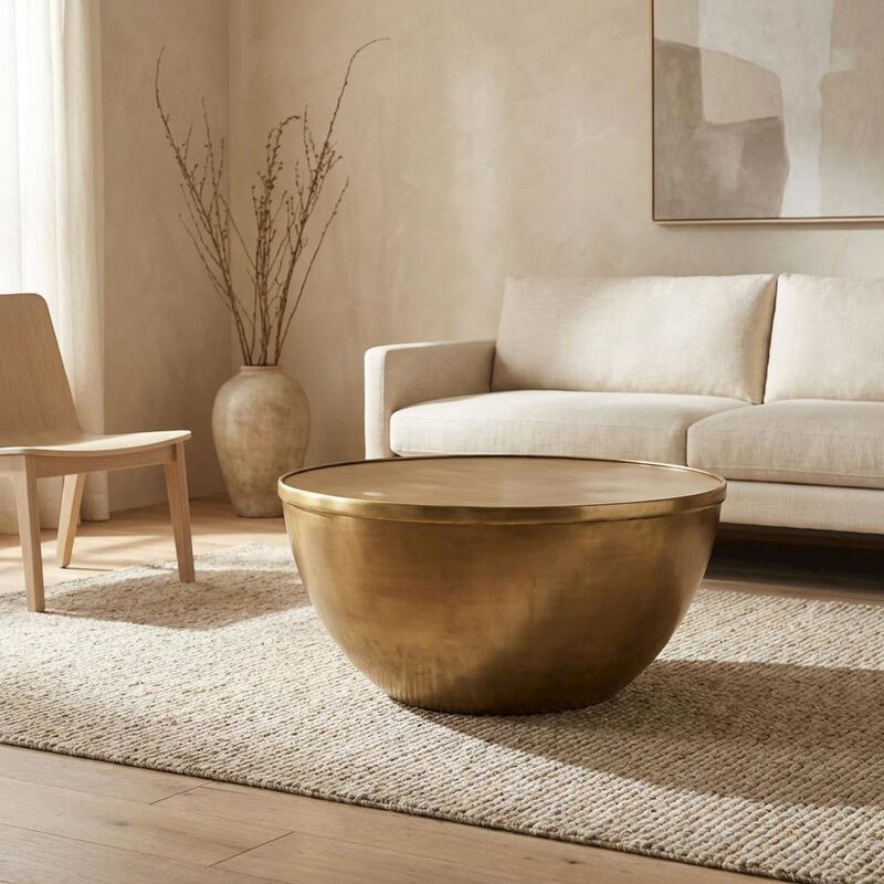 Premium Metal Coffee Table in Brass Finish with Modern Design image number 4