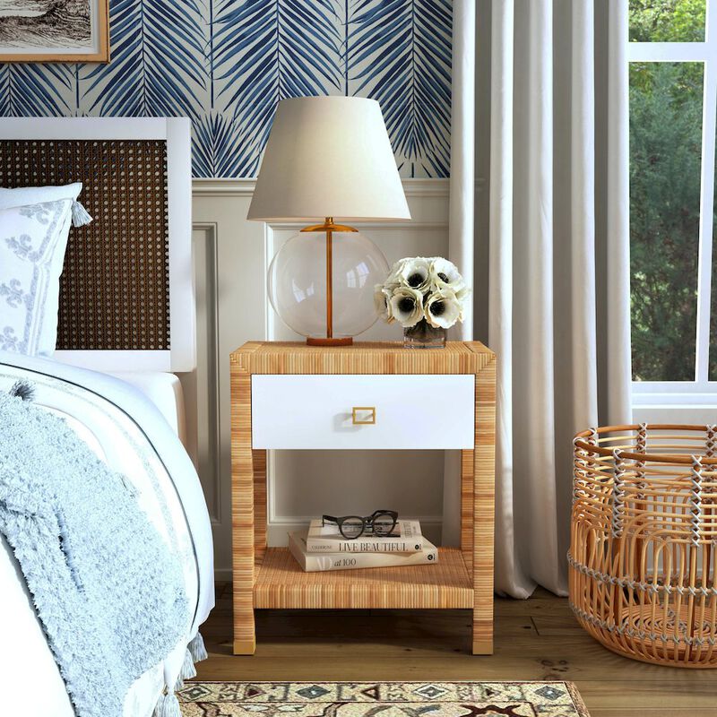 Butler Specialty Corfu 1 Drawer Natural Rattan Nightstand, Natural and White image number 9