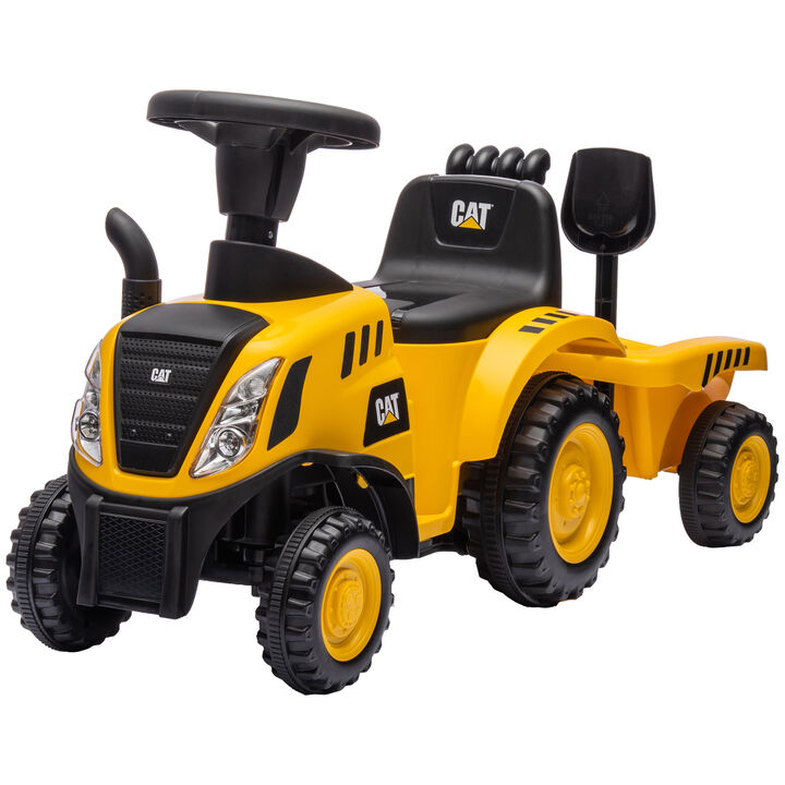 BreeBe Caterpillar Licensed Ride-On Construction Toy with Shovel & Trailer, No Power Ride-on Tractor