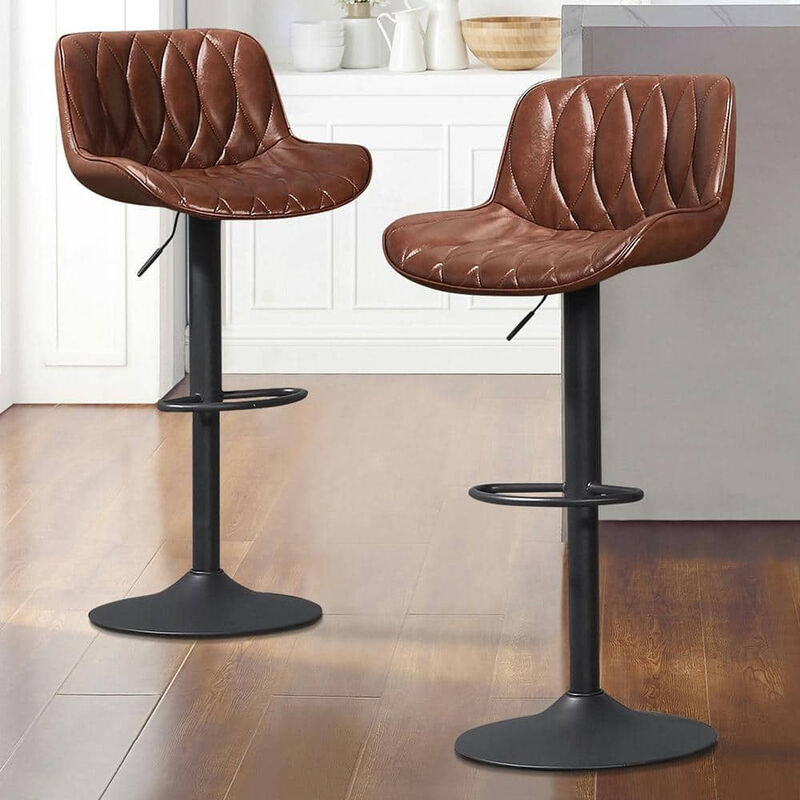 Swivel Bar Stools Set of 2, Upholstered Counter Height Bar Stools with Back and Footrest, 360 Degree Swivel Kitchen Island Chairs, Modern Barstools for Kitchen Counter, Home Bar, Dining image number 3