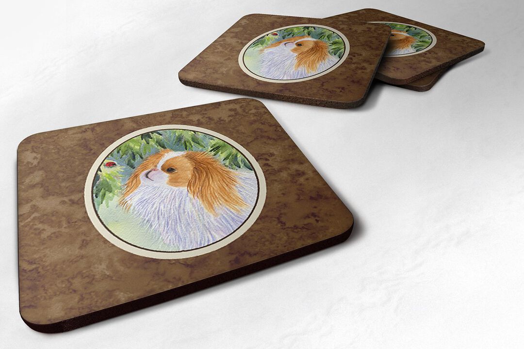 Caroline's Treasures SS8260FC Japanese Chin Foam Coasters (Set of 4), 3.5 H x 3.5 W, Multicolor