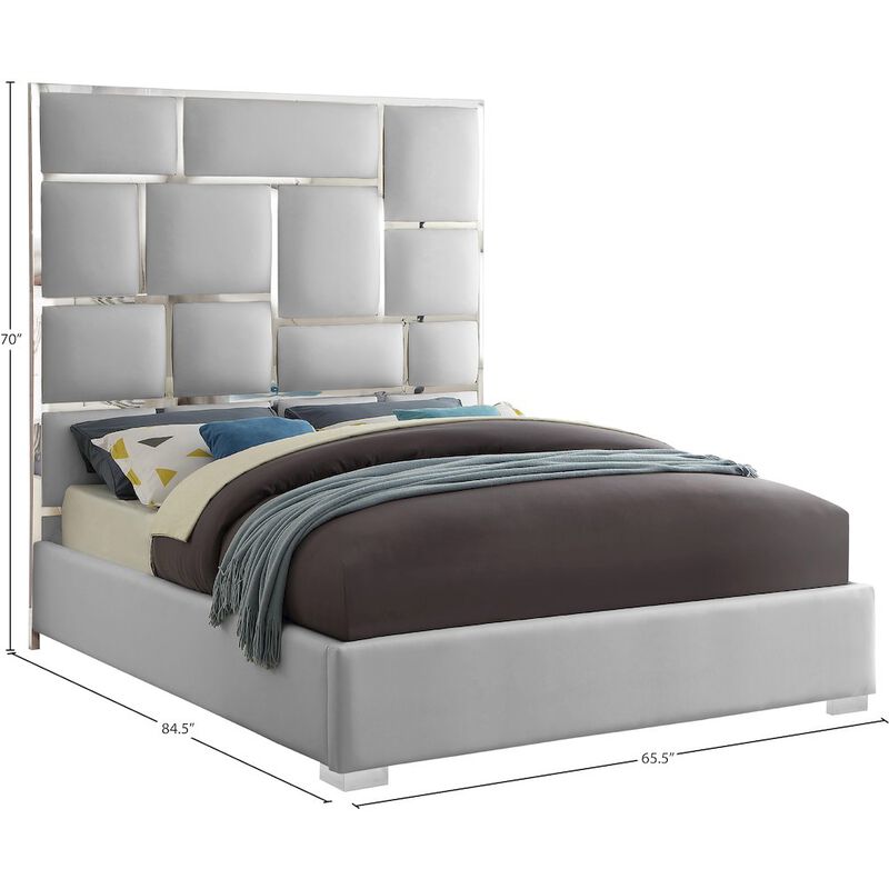 Meridian Furniture Milan White Vegan Leather Queen Bed