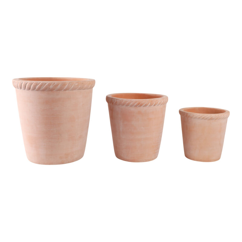 S/3 9/12/15" Terracotta Planters, Natural image number 1