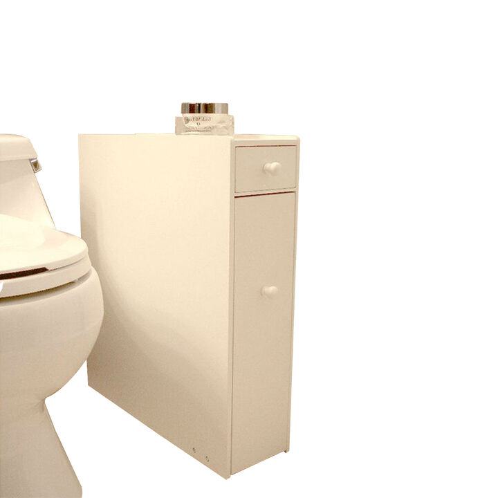 Hivvago Space Saving Bathroom Floor Cabinet in White Wood Finish