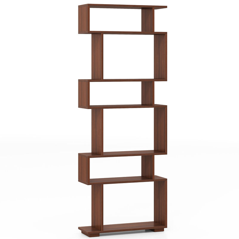 Vertical 6-Tier Bookshelf with Anti-Tipping Kits &ndash; Geometric Storage for Office