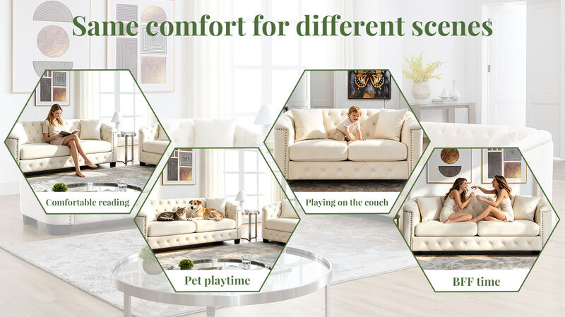 Nudmel Velvet Chelsfield Sofa Set image number 4