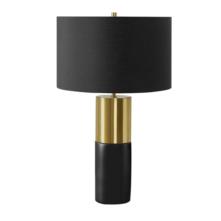ELEMENT ACE Contemporary 25 Inch Table Lamp with Cylinder Base and Fabric Drum Shade, Adjustable 3-Way Lighting Ideal for Bedroom, Living Room and Nightstand Use