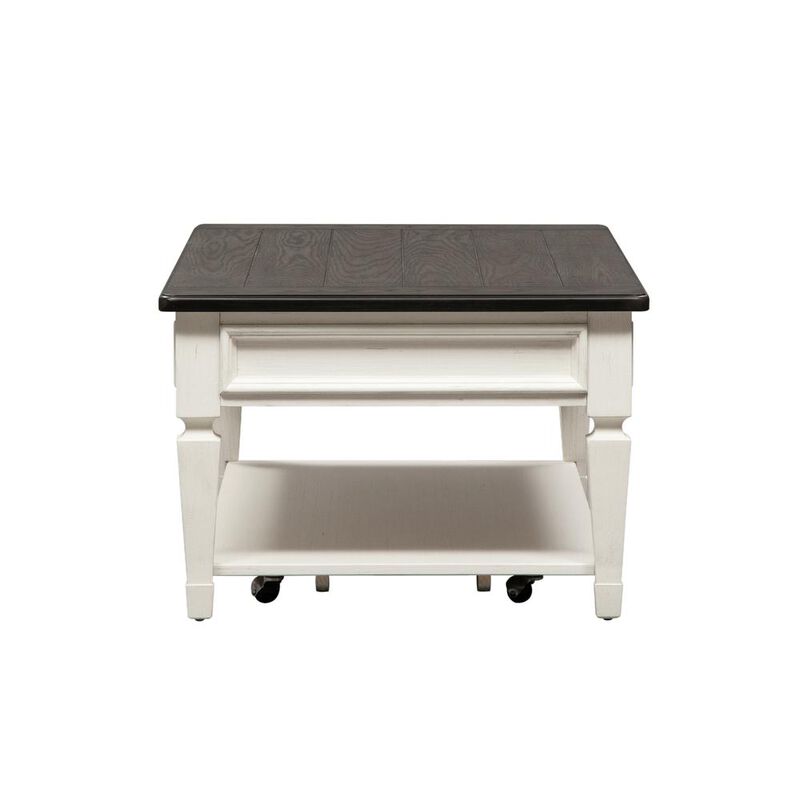 Liberty Furniture Allyson Park Rectangular Cocktail Table in Wirebrushed White w/ Charcoal Top image number 4
