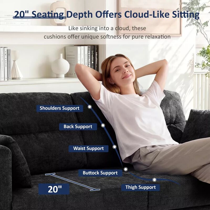 69" Chenille Loveseat Sofa with Foldable Side Tray Table image number 4