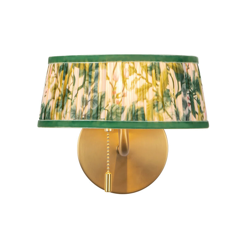 Scout 7-in Damp-Rated Wall/Vanity Light with Patterned Pleated Linen Shade image number 4