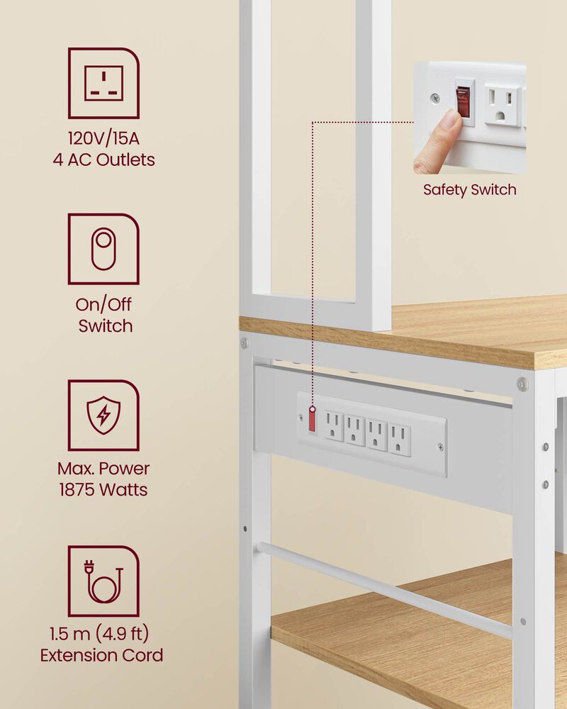 Bakers Rack Coffee Bar with Charging Station Storage Organizer image number 4