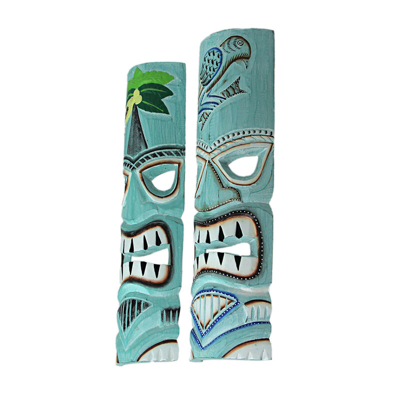 Parrot & Palm Tree Tiki Mask - Set of 2 - 20" High image number 2