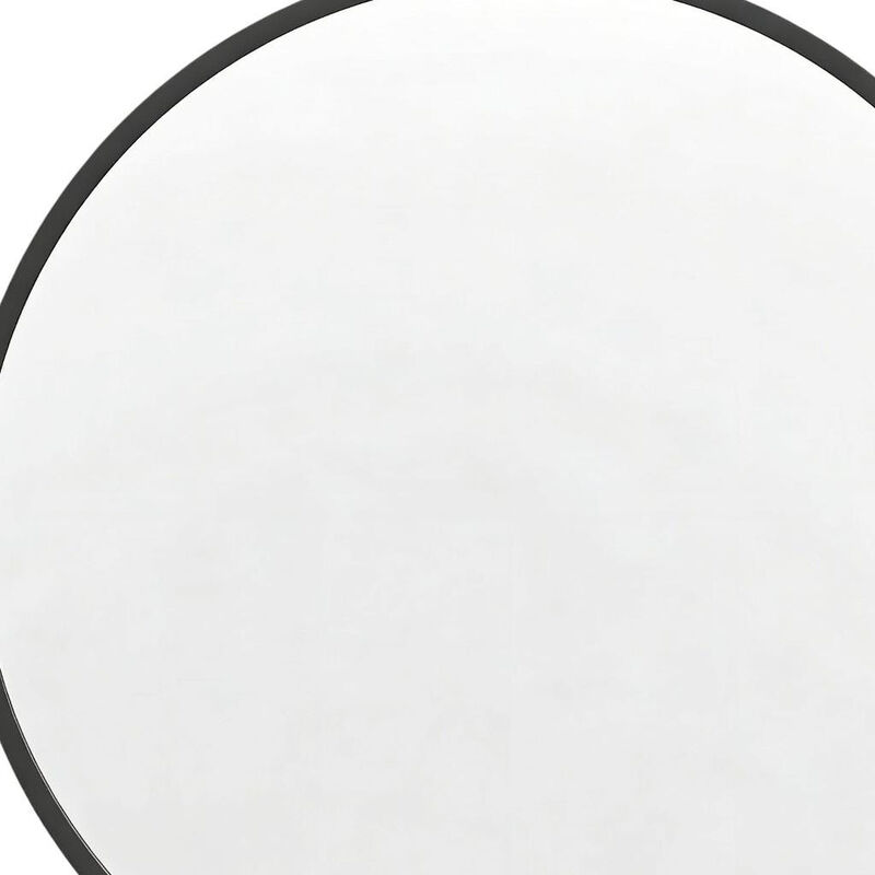 HomeRoots 30" Black Aluminum Round Framed Accent Mirror image number 2
