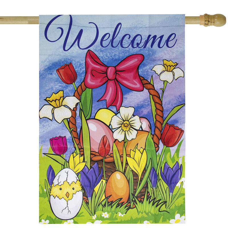 Welcome Easter Basket Outdoor House Flag 28" x 40" image number 1