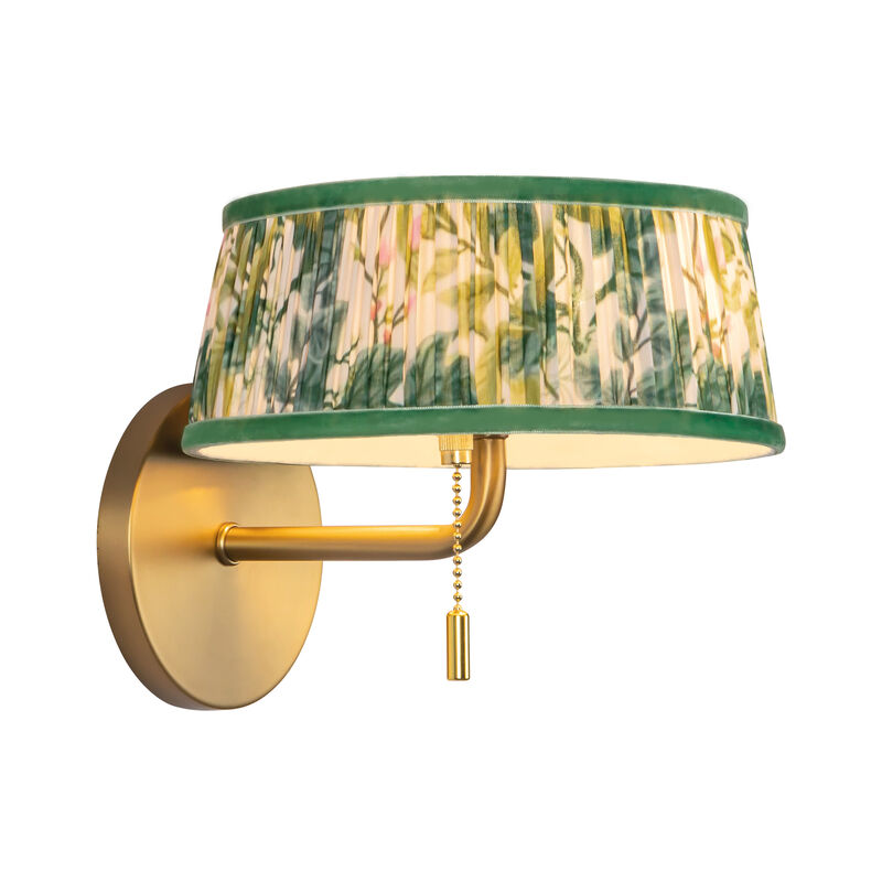 Scout 7-in Damp-Rated Wall/Vanity Light with Patterned Pleated Linen Shade image number 3