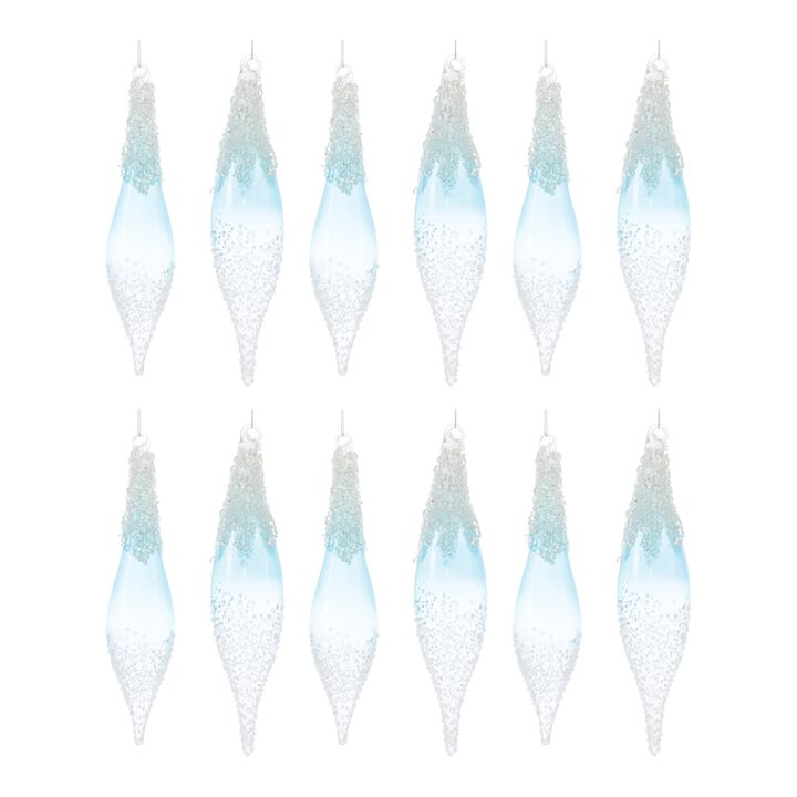 Drop Ornament (Set of 12) 8.5"H, 9"H Glass