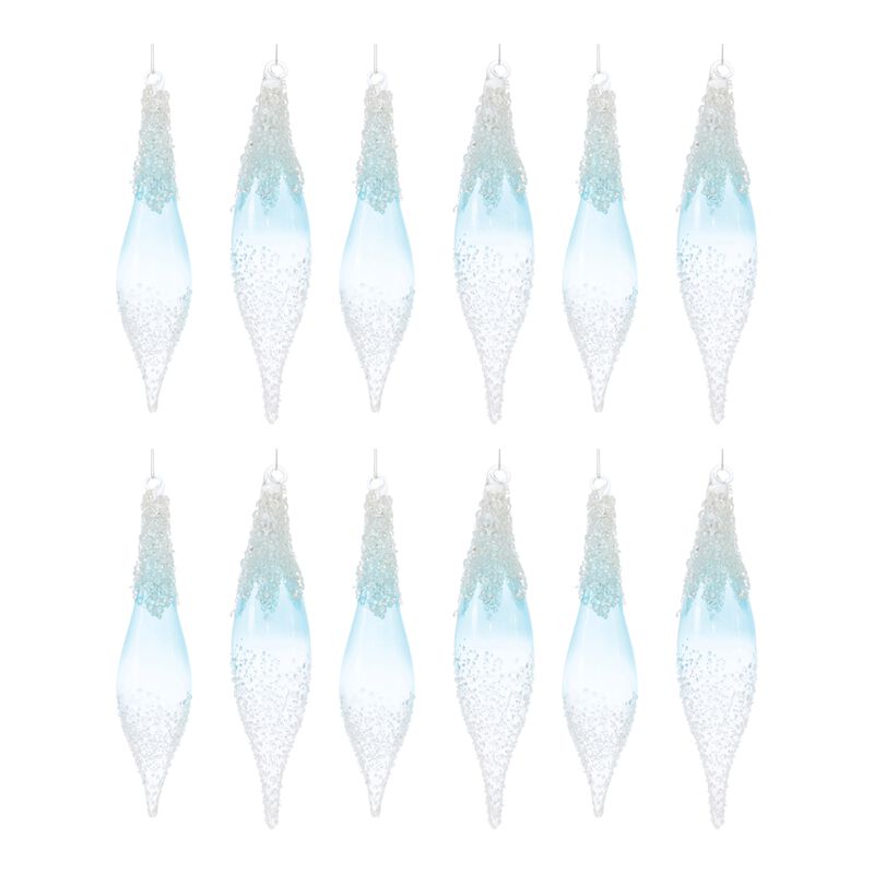 Drop Ornament (Set of 12) 8.5"H, 9"H Glass