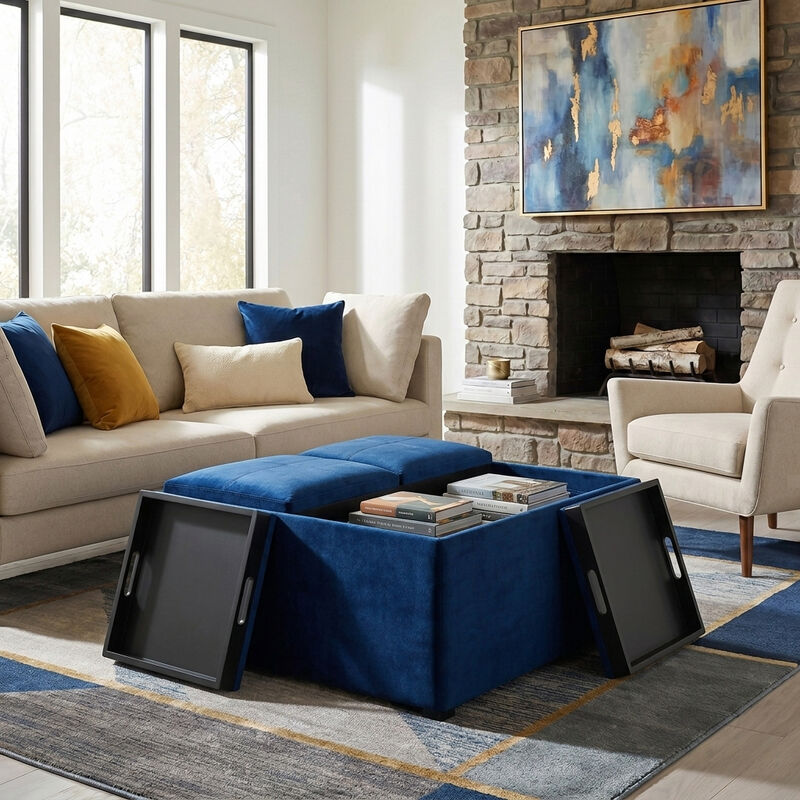 Avalon Square Coffee Table Storage Ottoman image number 9
