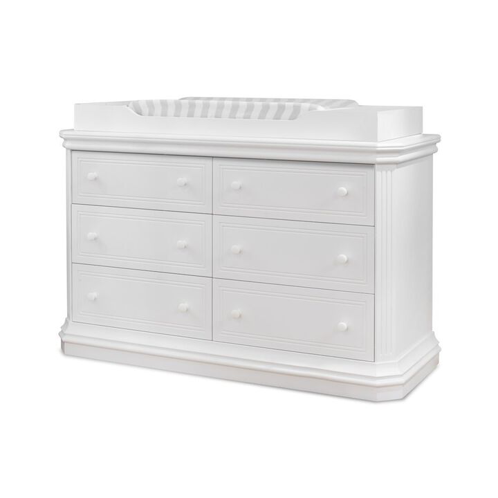 Sorelle Primo Double Dresser, White - 6-Drawer Wood Nursery Chest for Kids