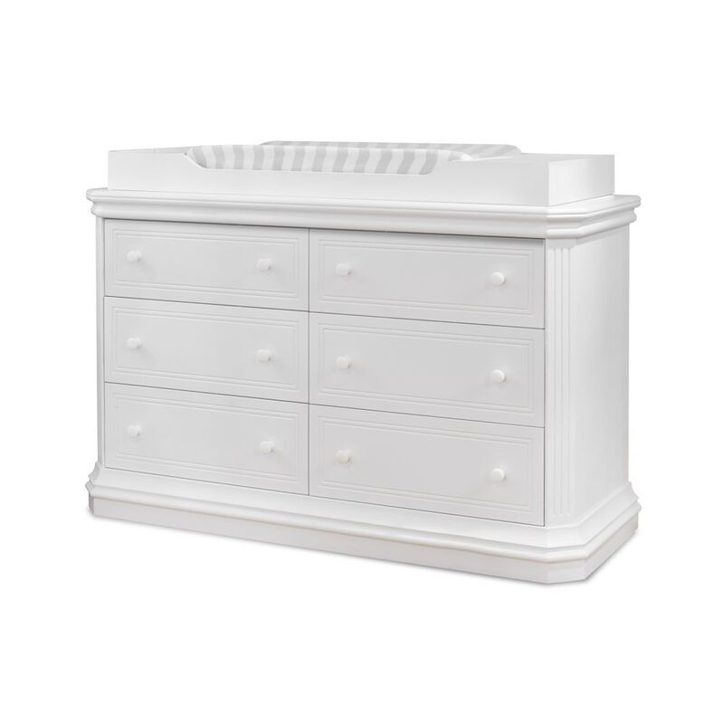 Sorelle Primo Double Dresser, White - 6-Drawer Wood Nursery Chest for Kids image number 0
