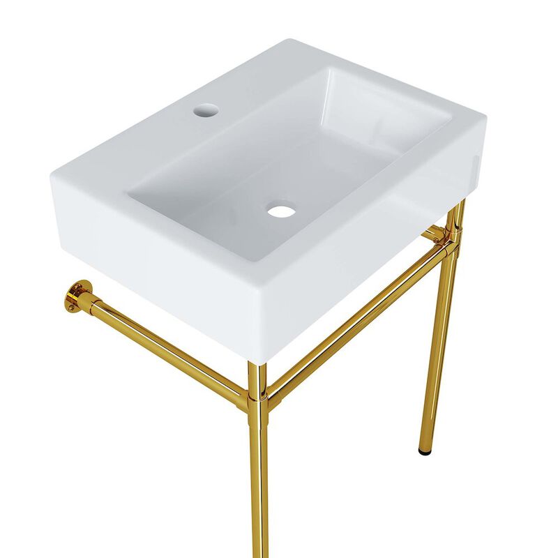 Redeem 24" Wall-Mount Gold Stainless Steel Bathroom Vanity image number 2
