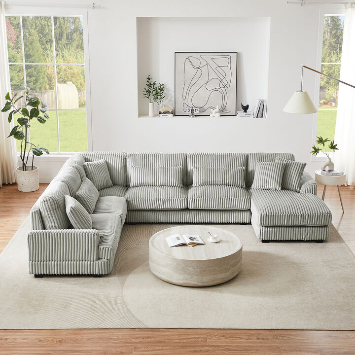 Merax Oversized Corduroy Sectional Sofa