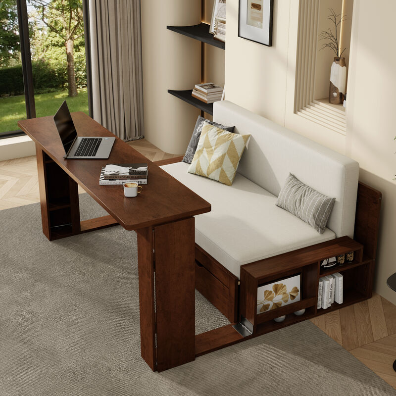 Merax 4-in-1 Multifunctional Sofa Bed Desk with Storage image number 2