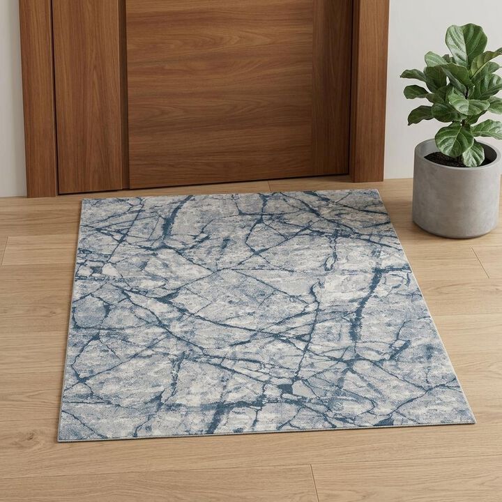 HomeRoots Abstract Distressed Stain Resistant Area Rug