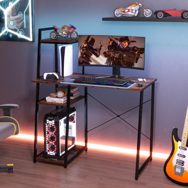 Hivvago Computer Desk with Shelves and 3-Tier Storage Bookshelf