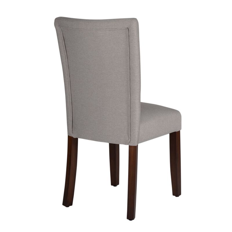 Fabric Upholstered Wooden Parson Dining Chair with Splayed Back, Gray and Brown image number 3